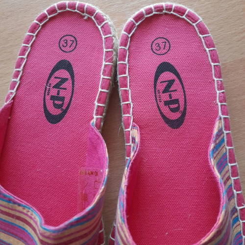 Women's striped multicolor espadrille mules new, size 37
