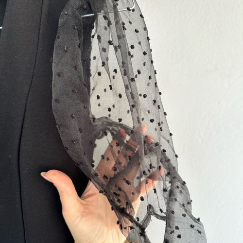 Toi Moi dress black like new with polka dot tulle sleeves, size S