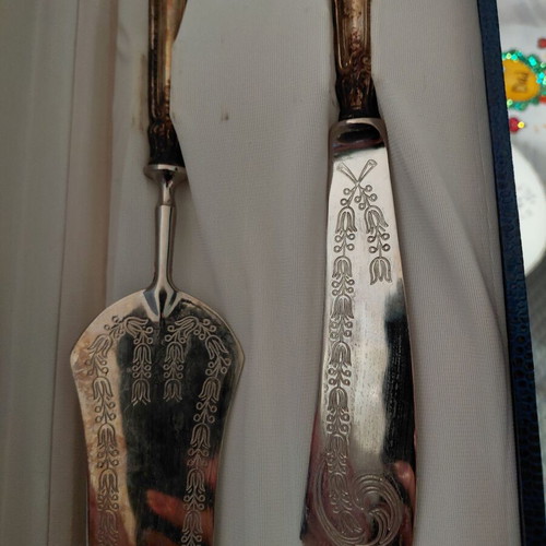 Vintage silver cake serving set like new