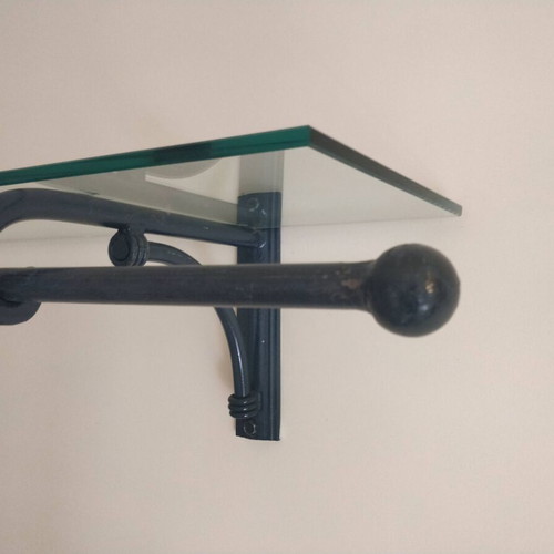 Glass Shelf with Iron Wall Hanger Handmade, like new