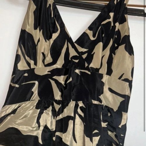 Acai silk mini dress S/M like new, black and gold