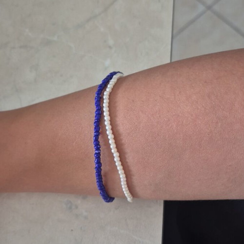 Doca bracelets like new, blue and white with small pearls, set of 2