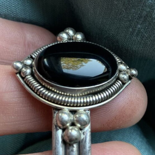Silver handmade bracelet with black onyx, new