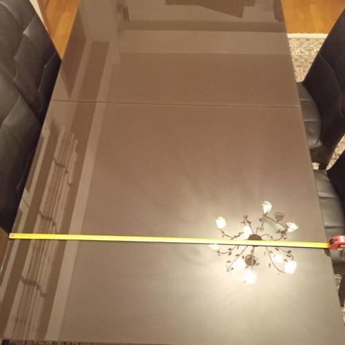 Wedge glass table like new 1.80x1.00 closed & 2.20x1.00 open