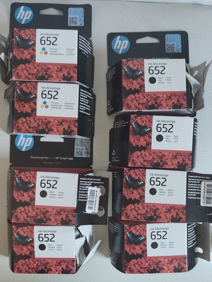 Κενές κασέτες μελάνης HP 652, πακέτο 8 (6 μαύρες, 2 έγχρωμες)
