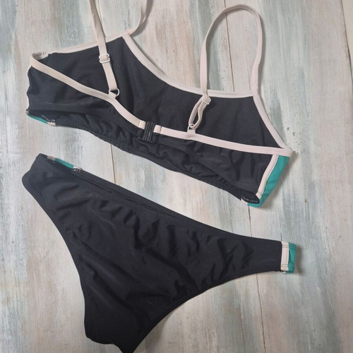 Bikini in sporty style size L like new, black/white/green