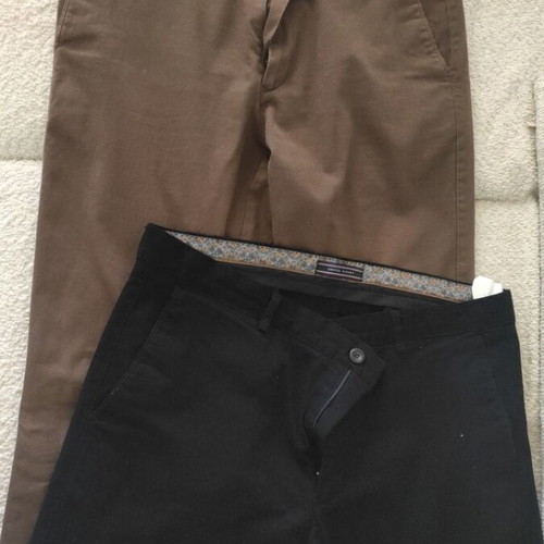 Fabric pants used, size 34, blue and brown
