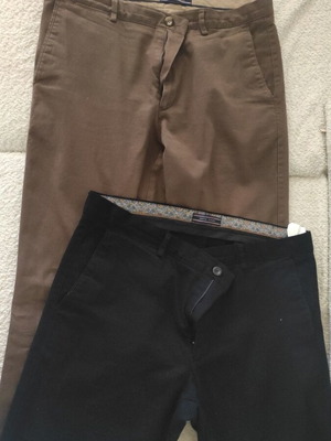 Fabric pants used, size 34, blue and brown