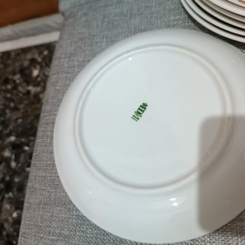 Porcelain plates set with 6 dinner, 6 soup, and 11 fruit plates