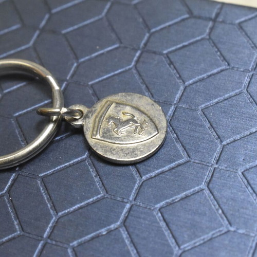 Vintage Ferrari Shell keychain used with metal car collectible