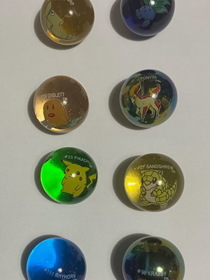 Pokemon collectible marbles used, set of 8
