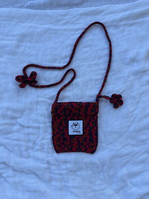 Crochet phone case mini bag, crossbody, red multicolor
