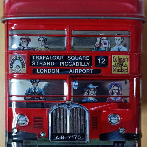 Metal British Double-Decker Bus Coin Bank like new