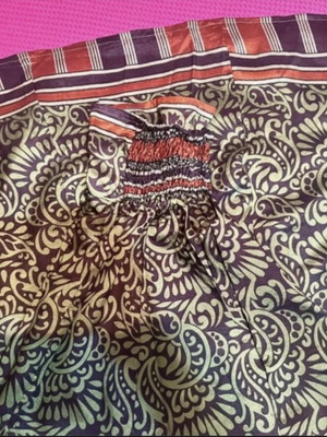 Boho pants one size like new, green with paisley pattern