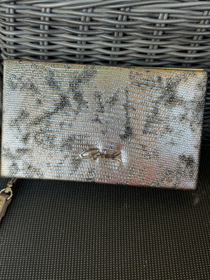 Axel evening clutch bag, silver
