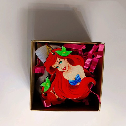 Wooden Disney Ariel earrings new, red color