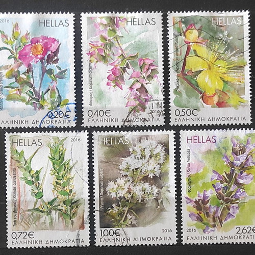 2016 Series of 6 used stamps Blooming Herbs of Greek Land