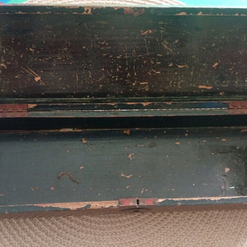 Antique Asian Wooden Calligraphy Case Used with Red Lacquer