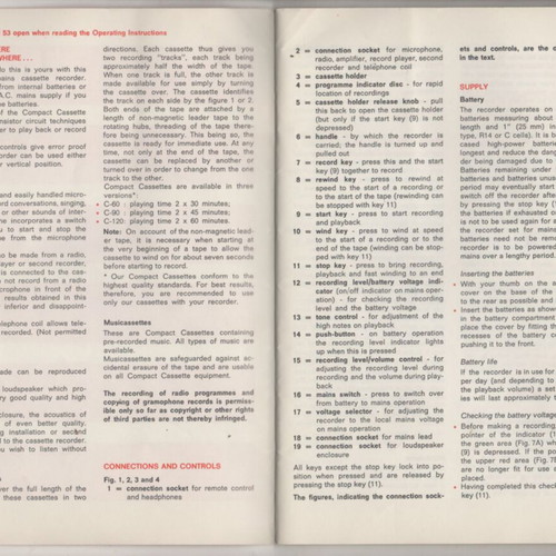 Philips N2205 Cassette Recorder Operating Instructions Manual used