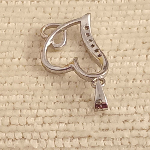 925 Silver Double Heart Pendant with Zircon Stones and Chain