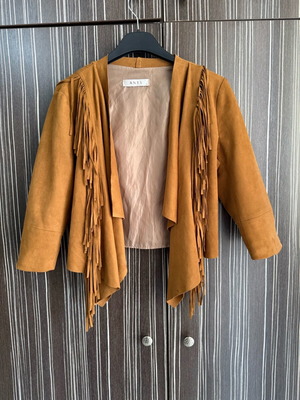 Γυναικεία ζακέτα Anel μεταχειρισμένη, καφέ, μέγεθος L με κοντά μανίκια