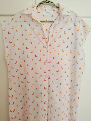Arpyes Almyriki shirt dress S/M, light pink with surfer print