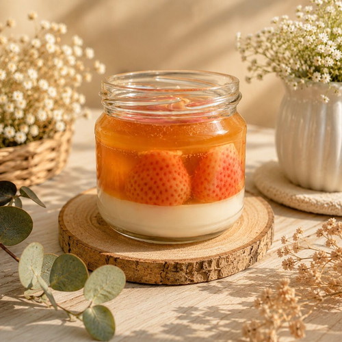 Handmade candle new from soy and gel with candy floss scent