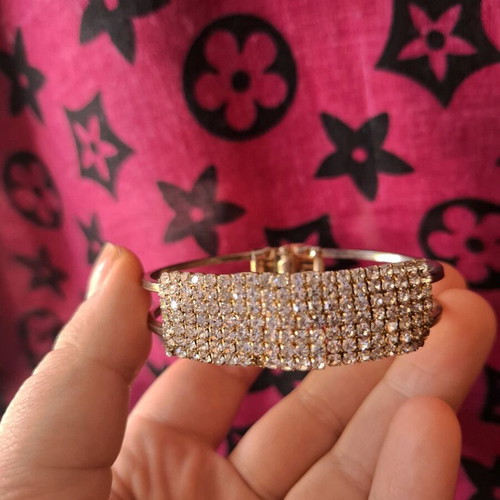Bracelet bangle used with zircon, geometric design, multicolor