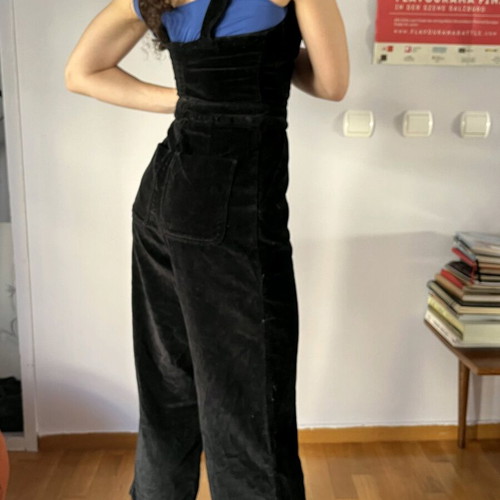 Velvet salopette used, black, size XXS
