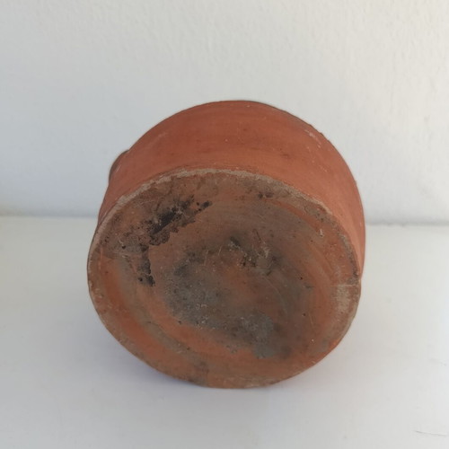 Traditional clay pot with two handles, 17cm height