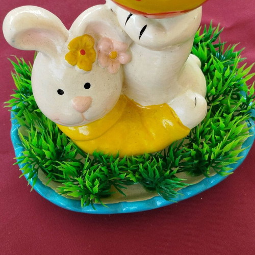 Porcelain egg cup new with bunny and colorful designs