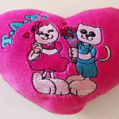Tat Cat Heart pillow used