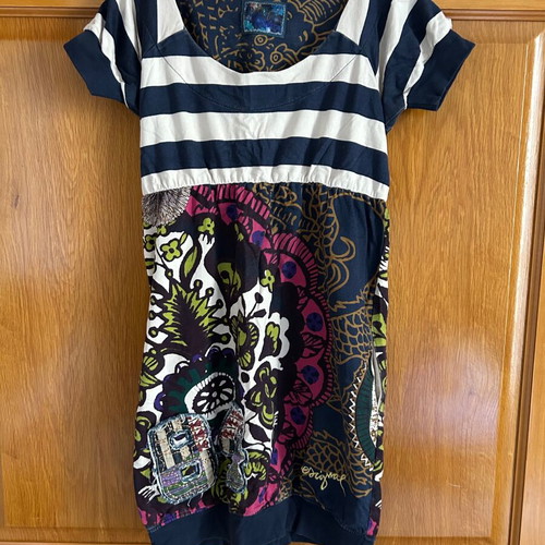 Desigual cotton dress used, colorful, size L