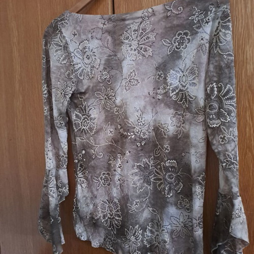 Floral Semi-Transparent Elastic Blouse khaki beige by Derpouli new
