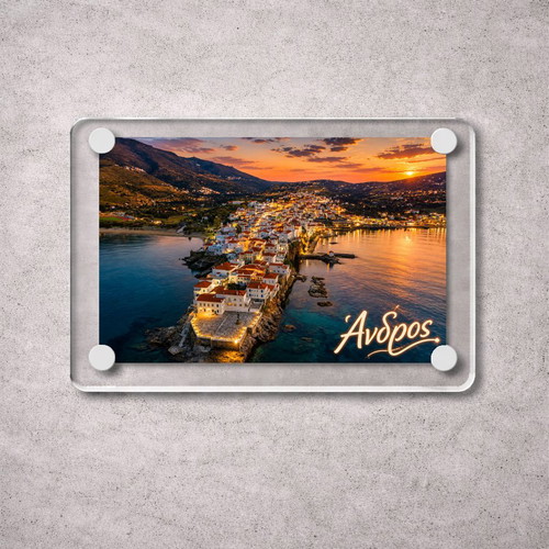 Acrylic fridge magnet 6x9cm, Andros, Greek Summer collection
