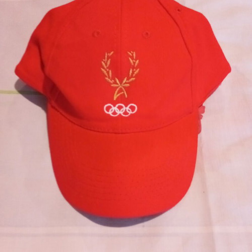 Authentic collectible jockey hat red with Olympic Academy emblem new