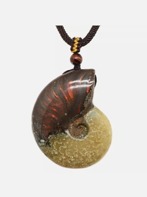 Ammonite Pendant new, iridescent with adjustable strap