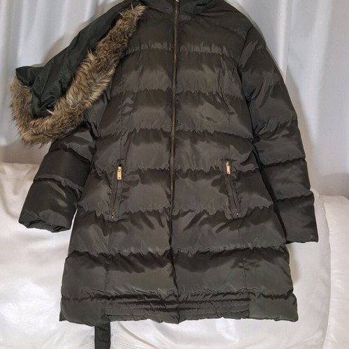 Jacket with detachable hood and faux fur new, green