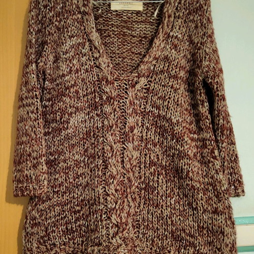 Zara women's knitted sweater used, burgundy melange, size S-M