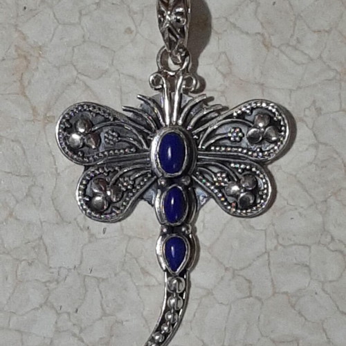 Dragonfly pendant 925 with lapis lazuli new