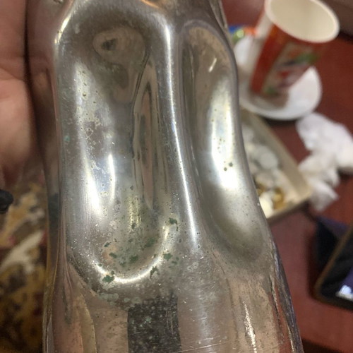 Bronze Carved Vase Shell with Silver Plating