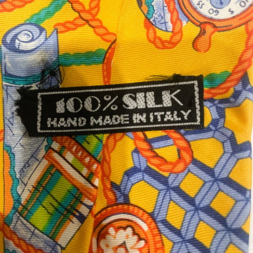 Silk tie with watch pattern, handmade, Italian