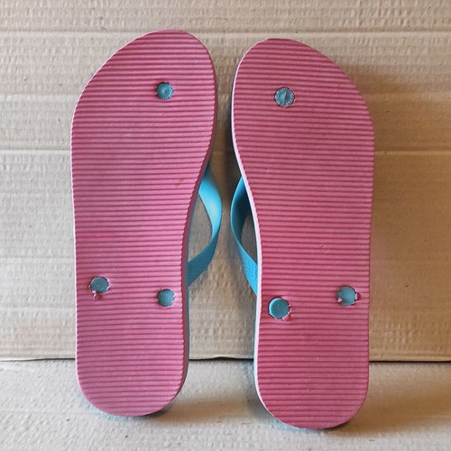 Dupe flip flops new unisex size 41/2 blue with fuchsia sole