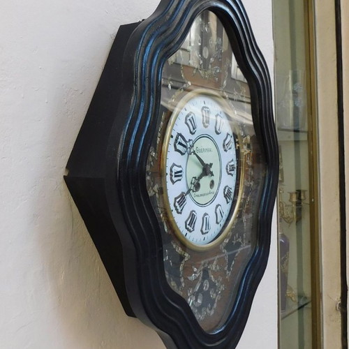 Wooden wall clock French "Oeil de Boeuf" about 130 years old