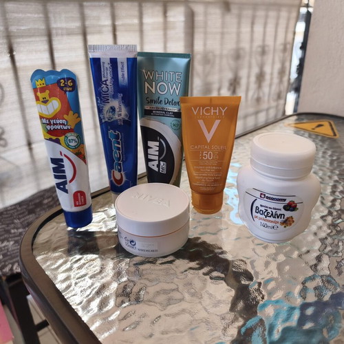 Bath products used, assorted lotions and creams