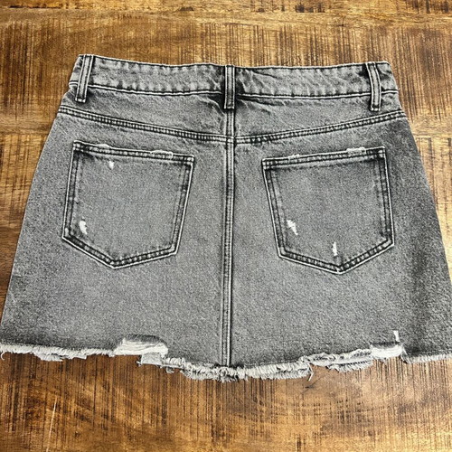 Zara distressed grey denim mini skirt, size M