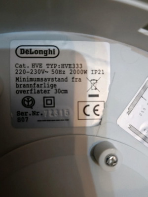 De'Longhi Αερόθερμο Δωματίου Δαπέδου 2000W μεταχειρισμένο