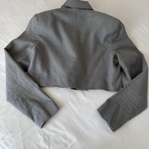 Pull & Bear cropped jacket, grey linen look, 100% cotton