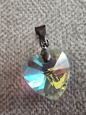 Crystal heart pendant with Aurora Borealis effect