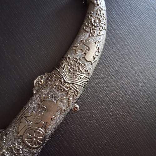 Decorative dagger with carved sheath, like new